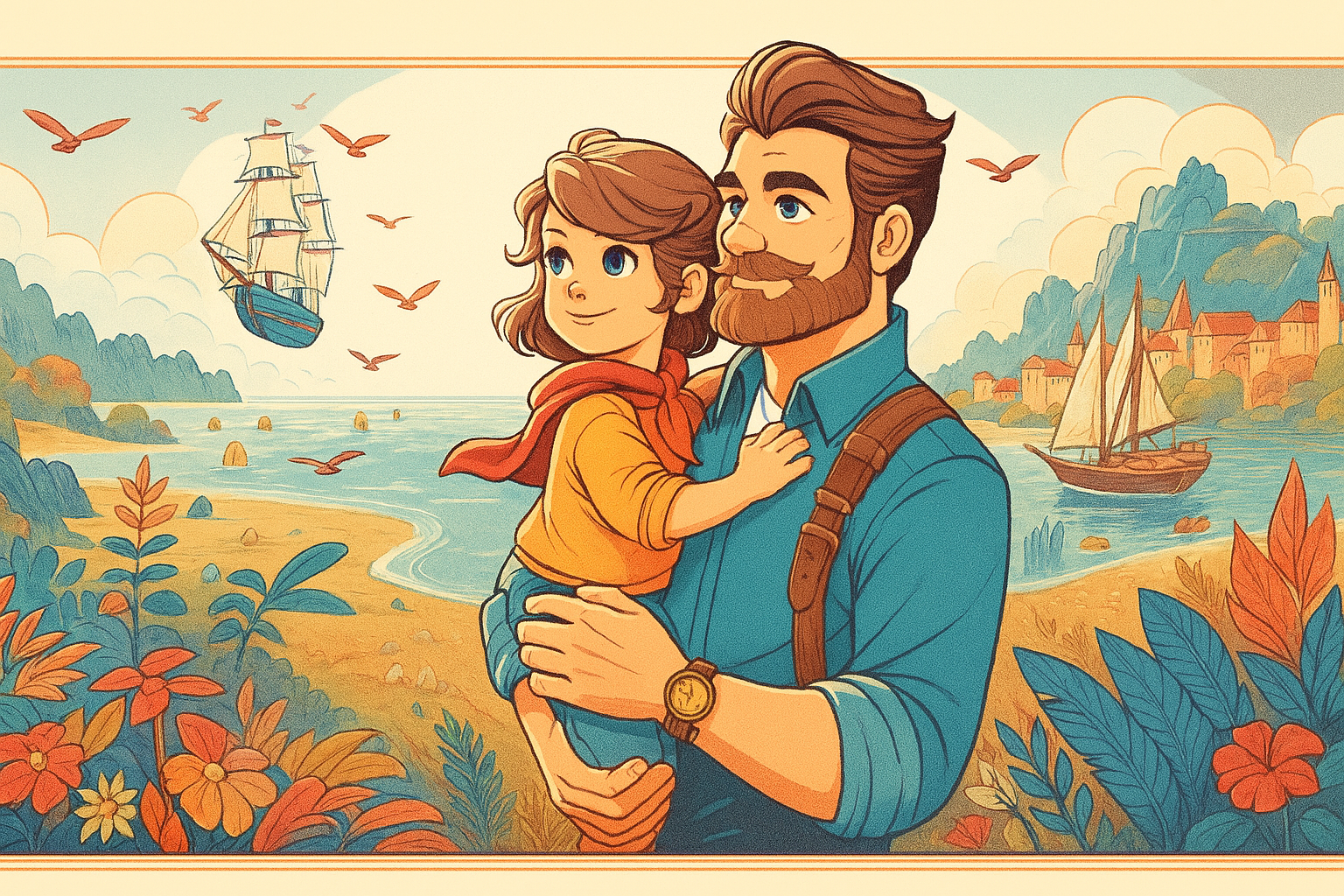 Dad and child on adventure